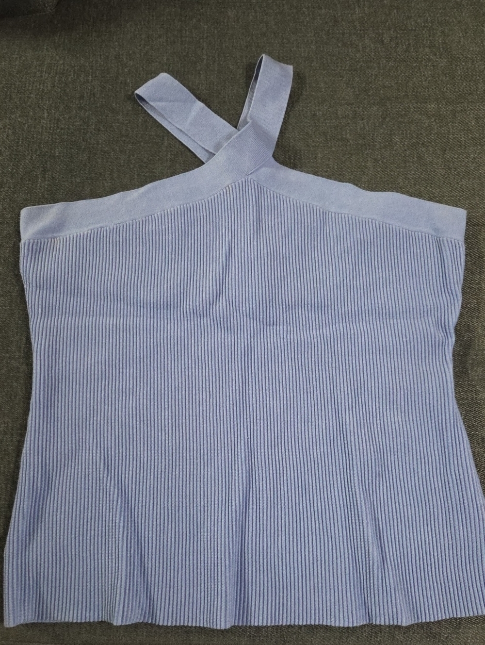 INC International Concepts Light Blue Ribbed One-Shoulder Dress Top